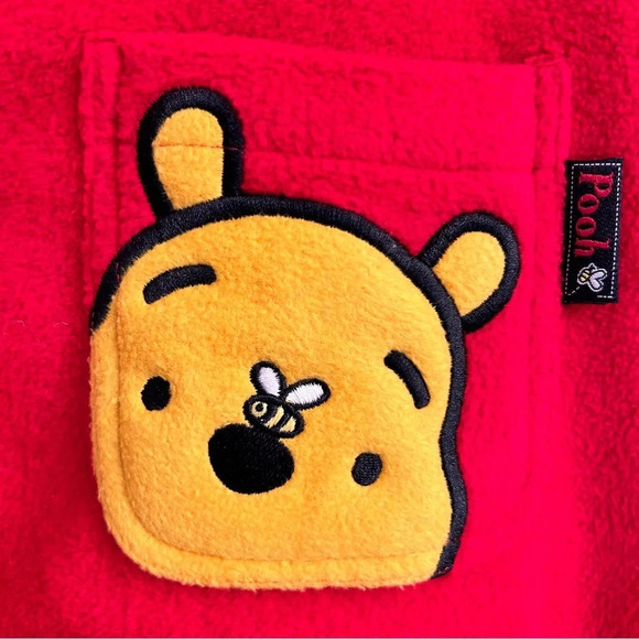 Vintage Disney Winnie the Pooh Womens 22W/24W Fleece Button Up Shirt Shacket Red - Picture 3 of 8